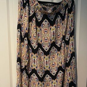 Colorful Patterned Long Skirt Sz 2X. Electric waist.